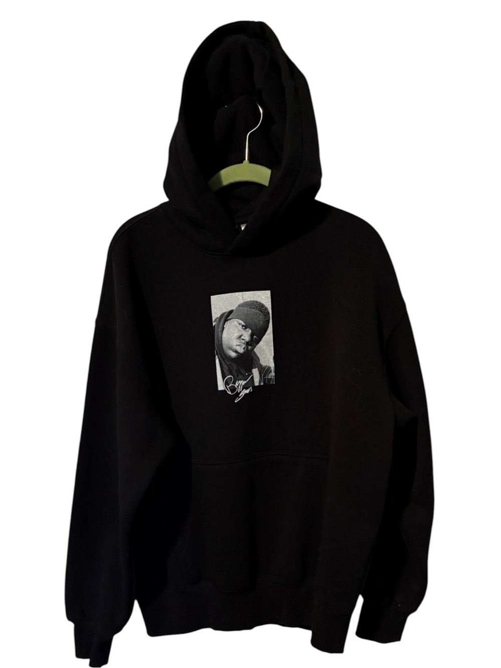 H&M Black Crewneck Hoodie with Monochrome Photo Graphic